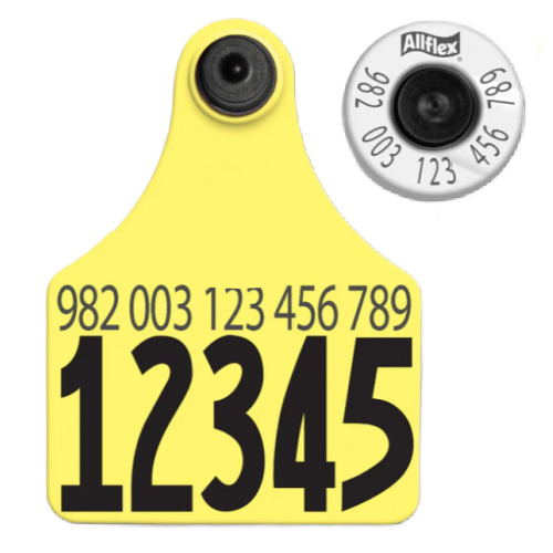 Allflex Global Large Numbered 1 Side Tag With Button - Tamperproof - Matched Set - 982 HDX