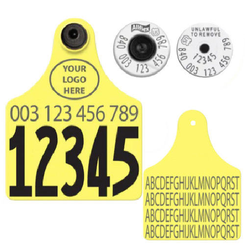 Allflex Global Large Custom 2 Sides Tag With Button - Tamperproof - Matched Set - USDA 840 HDX