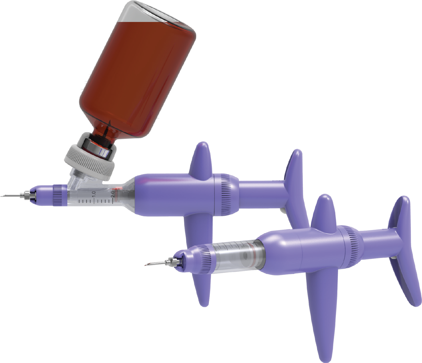 Datamars Syringe Simcro Bottle Mount Compact Injector - 5mL - with Small & Large Bottle Adapters