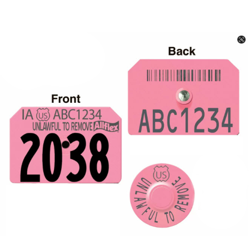 Allflex Swine Premises Numbered Tag With Round - Tamperproof - USDA PIN