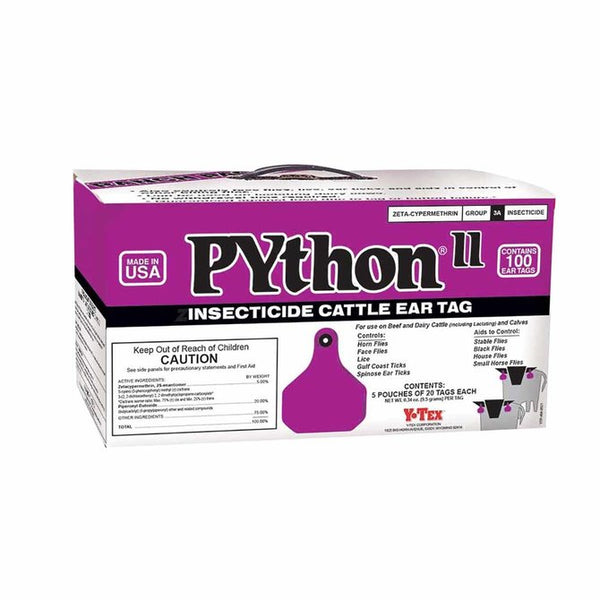 Y-Tex Insecticide Box of PYthon II Blank Tags With Buttons (100/box) - Synergized Pyrethroid